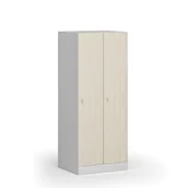 Szafki BHP - Szafa ubraniowa obniżona, 2-drzwiowa, 1500 x 600 x 500 mm, zamek cylindryczny, drzwi laminowane, brzoza - miniaturka - grafika 1