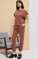 Spodnie damskie - 3704 Spodnie dresowe z wiązaniem, Kolor brązowy, Rozmiar XS, Moodo - Primodo.com - miniaturka - grafika 1