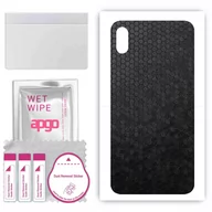 Szkła hartowane na telefon - Folia naklejka skórka strukturalna na TYŁ do Apple iPhone XS Max -  Plaster Miodu Czarny - apgo SKINS - miniaturka - grafika 1