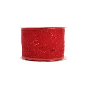 Ozdoby bożonarodzeniowe - Wstążka z cekinami 6,5 x 1000 cm czerwony - miniaturka - grafika 1