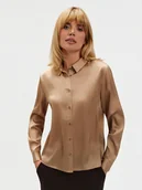 Koszule damskie - Satynowa koszula w szampańskim kolorze - miniaturka - grafika 1