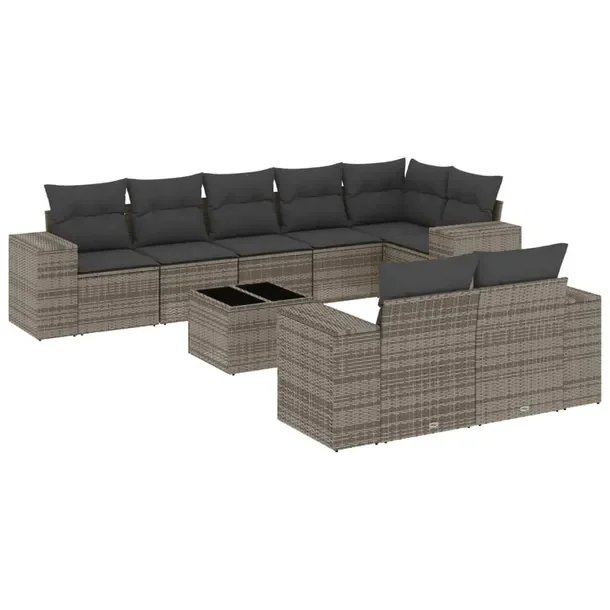 Zestaw mebli ogrodowych z rattanem PE, szary, wymiary: 62x62x69 cm, 55x62x6