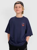 Koszulki dla chłopców - 4F T-shirt oversize z nadrukiem chłopięcy - granatowy 122 (6-7 lat) - miniaturka - grafika 1