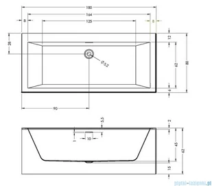 Riho Rethink Cubic Wall Plug&amp;Play Back2Wall  180x80 cm wanna prostokątna przyścienna z półką B160023005 - Wanny z hydromasażem - miniaturka - grafika 2
