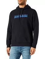 Bluzy męskie - Napapijri Męska bluza z kapturem, niebieski morski, XXL - miniaturka - grafika 1