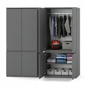Szafy - Szafa ANTRACYT 80cm 4 drzwi Modułowa Garderoba na ubrania Sypialnia - miniaturka - grafika 1