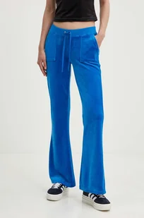 Juicy Couture spodnie dresowe welurowe CAISA LOW RISE PANT kolor niebieski gładkie JCSEBJ008 - Spodnie damskie - miniaturka - grafika 1