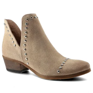 Beżowe Botki Carinii Damskie Wygodne Obuwie - Botki damskie - miniaturka - grafika 1