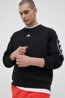 Bluzy męskie - adidas bluza bawełniana męska kolor czarny wzorzysta - grafika 1