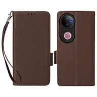 Portfele - Dla vivo V50 5G Etui Portfel Flip Litchi Texture PU Skórzany Pokrowiec Na Telefon - Brązowy Wielobarwny Brown - miniaturka - grafika 1
