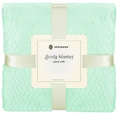 Narzuty - Koc narzuta na łóżko 200x220 cm jasnozielony w jodełkę HA7157 - miniaturka - grafika 1