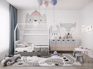 Łóżko drewniane 190x80 materac + szuflada DOMEK 2 - Łóżka - miniaturka - grafika 1