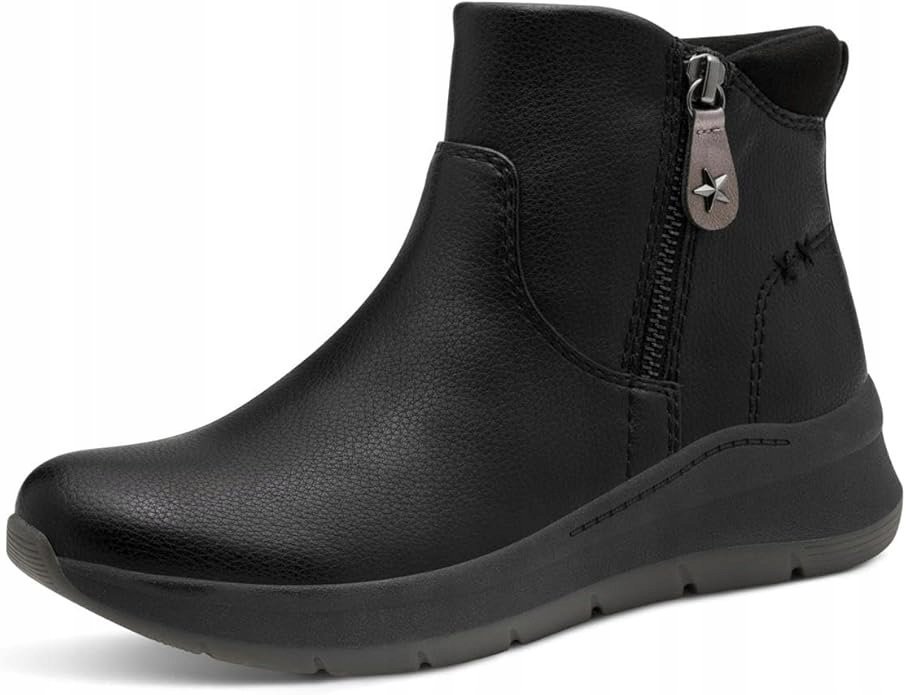 JANA CZARNE BOTKI DAMSKIE NA PŁASKIM OBCASIE Z SUWAKIEM 38 J6A