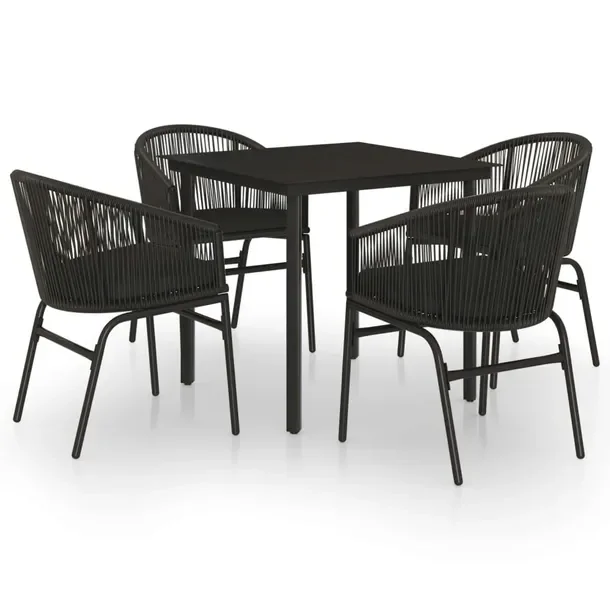 Zestaw Jadalniany Ogrodowy ze Stali i Rattanu PVC, Stół 80x80x74 cm, Krze