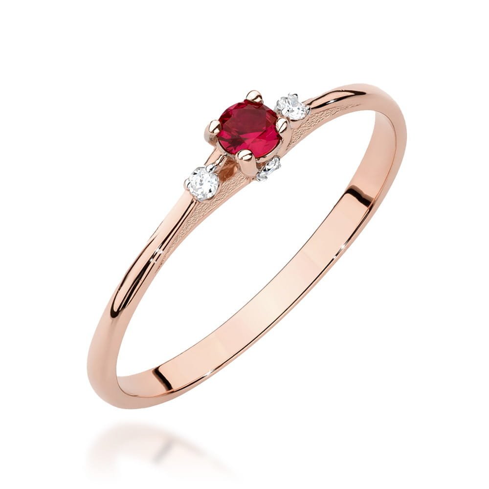 Złoty pierścionek Rubin 0,15ct różowe złoto pr. 585