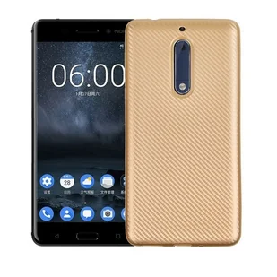 NoName Etui Carbon Fiber Nokia 5 złoty/gold - Etui i futerały do telefonów - miniaturka - grafika 1