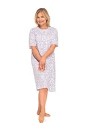 Bielizna nocna - KOSZULA NOCNA DAMSKA 2XL KRÓTKI RĘKAW BAWEŁNIANA FIOLETOWA ROZPINANA LUŹNA - miniaturka - grafika 1