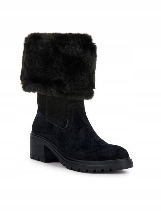 GEOX BOTKI SKÓRZANE ZA KOSTKĘ OCIEPLANE CZARNE 39 JTA