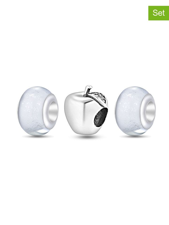 CHARM'S Srebrne charmsy (3 szt.) ze szkłem Murano