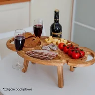 Tace i patery - Owalny Przenośny Stoliczek Do Wina I Przekąsek - Jasny Dąb - miniaturka - grafika 1