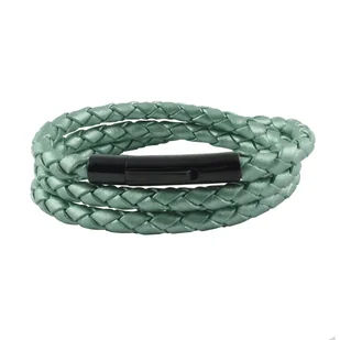König Design skórzany naszyjnik skórzany pasek skórzana bransoletka 6 mm męski naszyjnik 17 cm - 100 cm pleciony, długość: 85 centymetrów, kolor: zielony metalik - Naszyjniki męskie - miniaturka - grafika 1