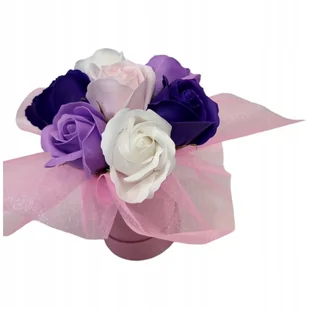 Pachnący Flower Box pudełko bukiet z Różami Mydlanymi Prezent dla KOBIETY - Sztuczne kwiaty - miniaturka - grafika 1