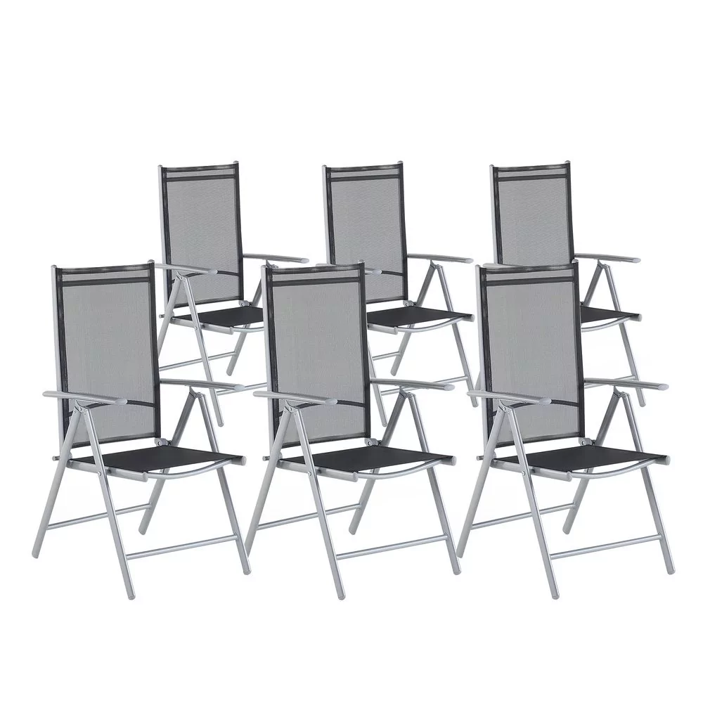 Beliani Zestaw do ogrodu 6 krzeseł czarne aluminiowe regulowane CATANIA
