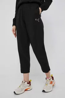 Spodnie damskie - Puma spodnie bawełniane damskie kolor czarny gładkie - grafika 1