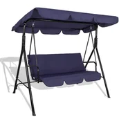 Huśtawki - Springos Huśtawka ogrodowa 3 osobowa leżanka rozkładana z daszkiem granatowa GS0019 - miniaturka - grafika 1