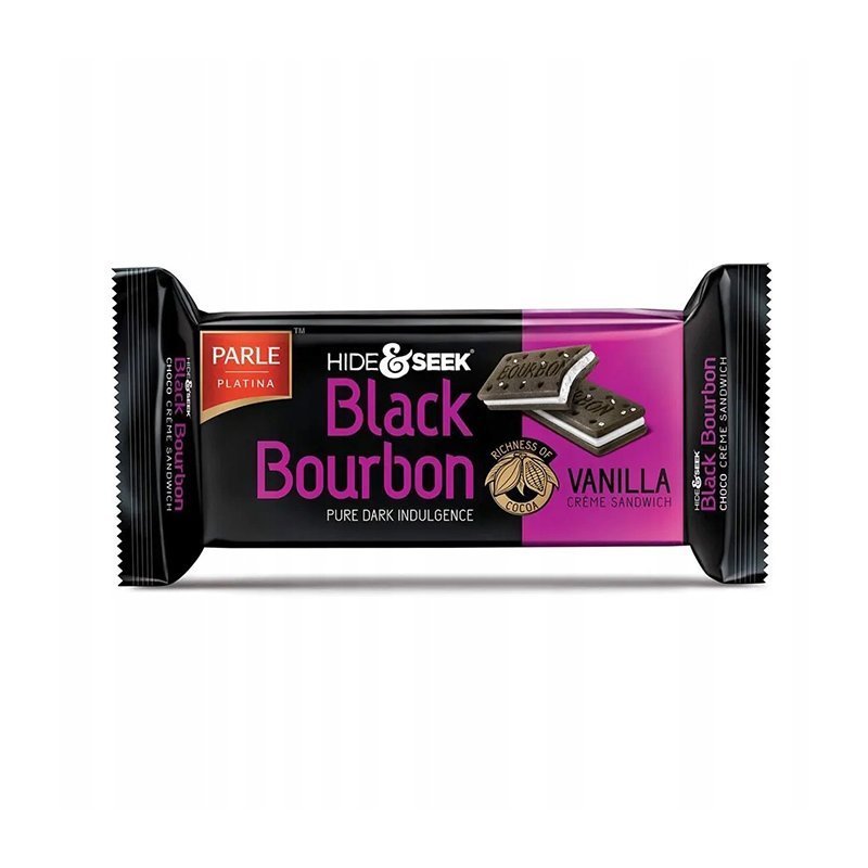 Herbatniki sandwich Parle Black Bourbon Vanilla 100g - krem waniliowy