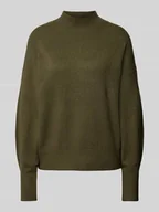 Swetry damskie - Sweter z dzianiny o kroju relaxed fit z mieszanki bawełny i wełny ze stójką - miniaturka - grafika 1