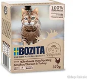 Mokra karma dla kotów - BOZITA Kawałki w sosie z kurczakiem i indykiem 370g - miniaturka - grafika 1
