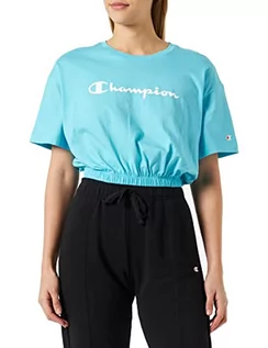 Koszulki i topy damskie - Champion Damska koszulka Legacy American Classics Logo Crop Boxy S/S, Błękitny, L - grafika 1