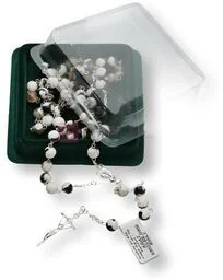 Różaniec srebrny AG, próba 925, kamień AGAT SMOCZE OKO BIAŁY - Różańce - miniaturka - grafika 1