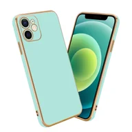 Etui i futerały do telefonów - Pokrowiec Do Apple iPhone 12 MINI Etui w Glossy Miętowa Zielona - Złoto TPU Silikonowe Obudowa Case Cover Cadorabo - miniaturka - grafika 1