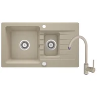 Zlewozmywaki z baterią - DEANTE Zestaw DEANTE ZQZA7513 zlew ZORBA + bateria NEMEZJA (kolor PIASKOWY) ZQZA7513 - miniaturka - grafika 1