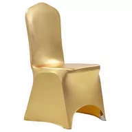 Pokrowce na meble - vidaXL Elastyczne pokrowce na krzesła, 6 szt., złote vidaXL - miniaturka - grafika 1