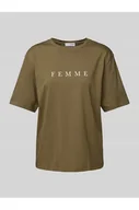 Koszulki i topy damskie - T-shirt o kroju oversized z nadrukiem z logo model VILJA - Selected Femme - miniaturka - grafika 1