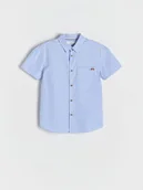 Bluzki dla chłopców - Reserved - Bawełniana koszula z krótkim rękawem - niebieski - miniaturka - grafika 1