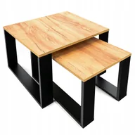 Ławy i stoliki kawowe - STOLIKI KAWOWE ZESTAW STOLIKÓW DĄB LOFT INDUSTRIAL - miniaturka - grafika 1