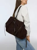 Torebki damskie - Reserved - Torebka shopper z imitacji zamszu - ciemnobrązowy - miniaturka - grafika 1