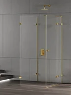 Kabiny prysznicowe - New Trendy Złota kabina przyścienna z bocznym wejściem 100x80 EXK-4821 Eventa Gold Shine - miniaturka - grafika 1
