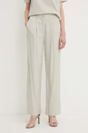 Spodnie damskie - Sisley spodnie damskie kolor beżowy proste high waist - miniaturka - grafika 1