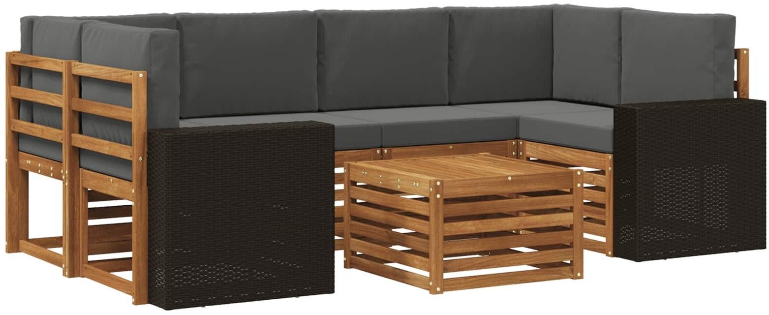 vidaXL Zestaw sof na zewnątrz z poduszką 7 pcs Naturalny i Antracytowy