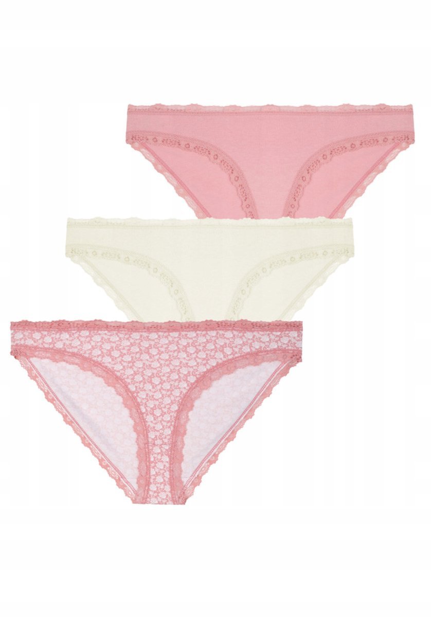 Majtki damskie mini bikini koronkowe 3-pak WIELOKOLOROWE S