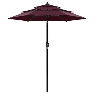 vidaXL 3-poziomowy parasol na aluminiowym słupku, bordowy, 2 m 313856 - Parasole ogrodowe - miniaturka - grafika 9
