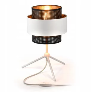Lampka nocna stołowa GLAMOUR Biała Czarna Złota - Lampy stojące - miniaturka - grafika 1