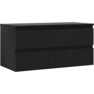 Szafki łazienkowe - Mexen Rivel szafka łazienkowa podumywalkowa 100 cm z blatem, 2 szuflady, ryflowana , czarna mat - 91A20-10047-2-BFFC71 - miniaturka - grafika 1