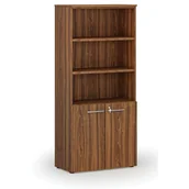 Szafy biurowe - Szafa biurowa kombinowana PRIMO WOOD, drzwi na 2 poziomach, 1781 x 800 x 420 mm, orzech - miniaturka - grafika 1