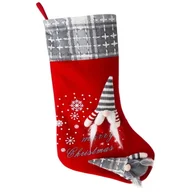 Ozdoby bożonarodzeniowe - Skarpeta Świąteczna 50cm - Czerwony + Stal - miniaturka - grafika 1